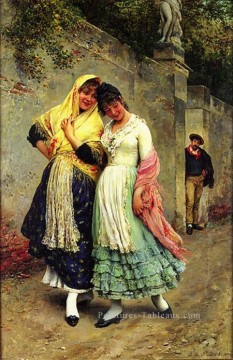  dame Peintre - La dame de flirtation Eugène de Blaas